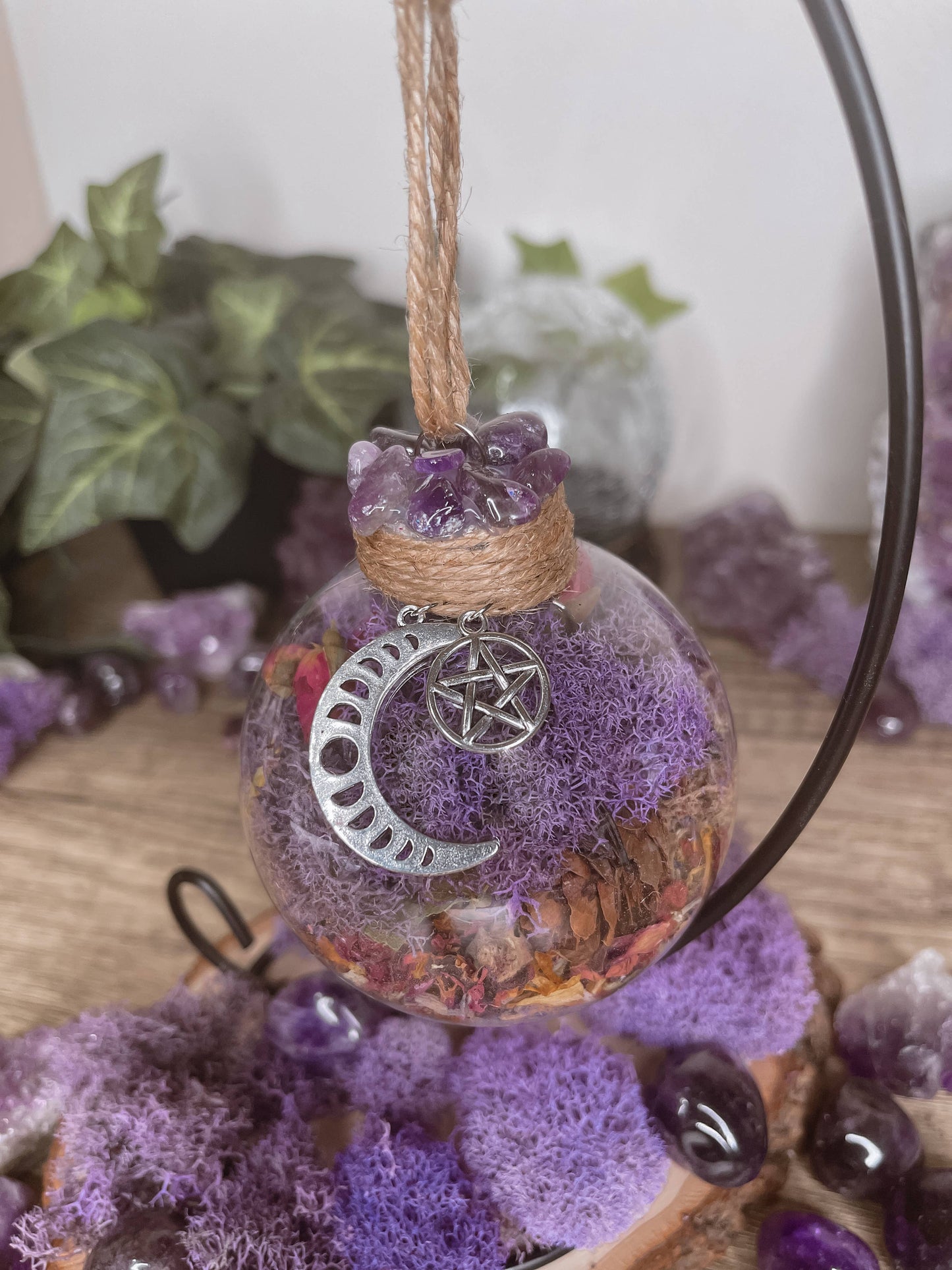 Amethyst Moon Witch Ball – A Celestial Blend of Intuition & Protection