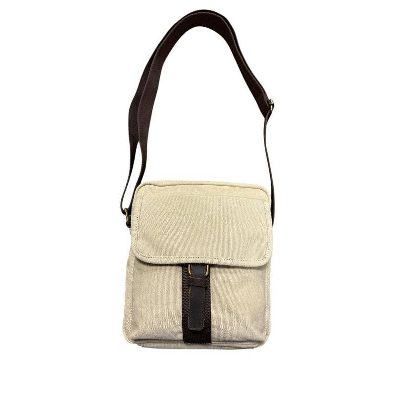 Washed Canvas leather Trim Sling Bag