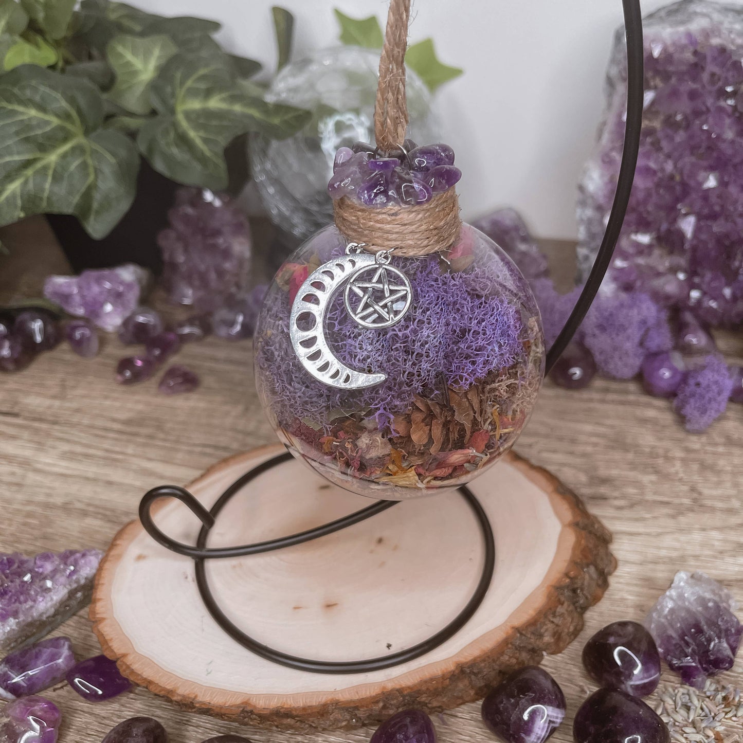 Amethyst Moon Witch Ball – A Celestial Blend of Intuition & Protection