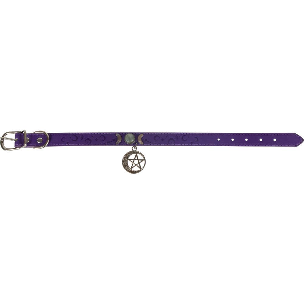 Moonlit Protection: Vegan Leather Pet Collar Medium