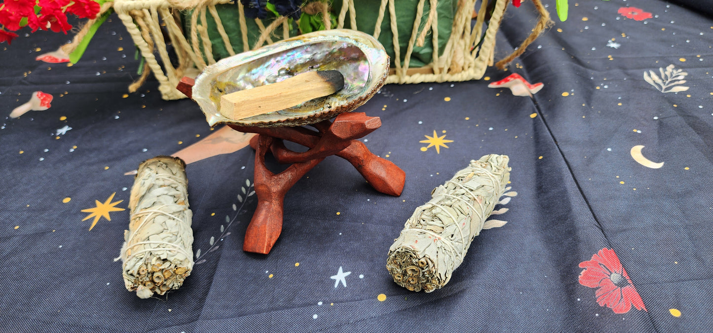 Smudge Set with White Sage, Abalone Shell and Palo Santo
