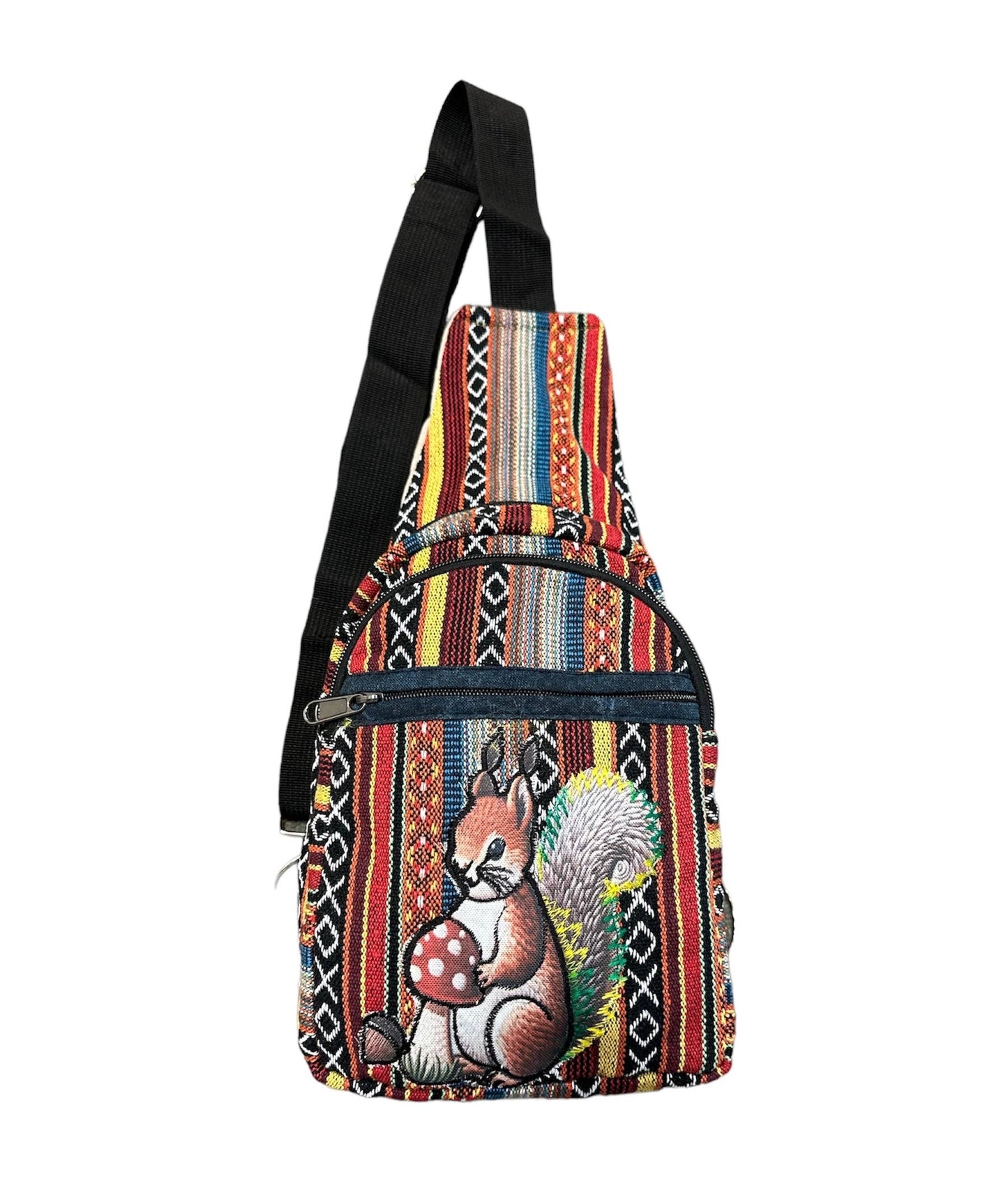 Hemp Squirrel with Mushroom Crossbody Side Bag