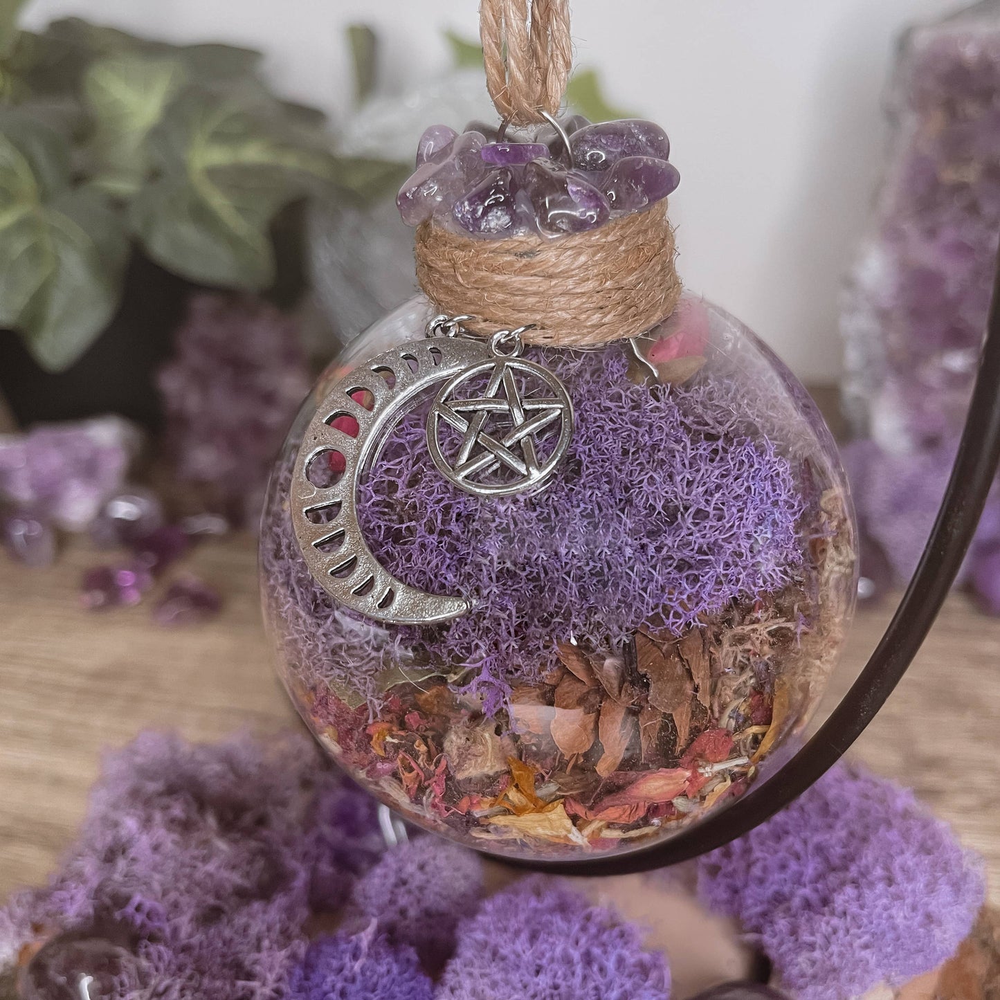 Amethyst Moon Witch Ball – A Celestial Blend of Intuition & Protection