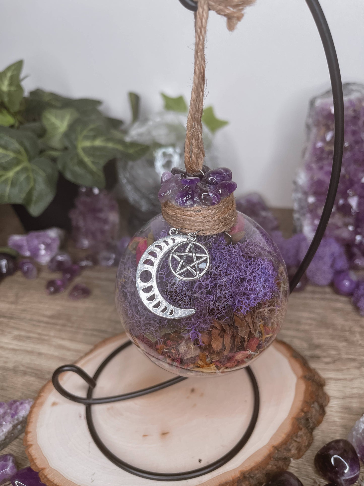 Amethyst Moon Witch Ball – A Celestial Blend of Intuition & Protection