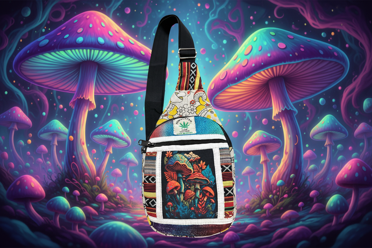 Mushroom Hemp Crossbody Backpack