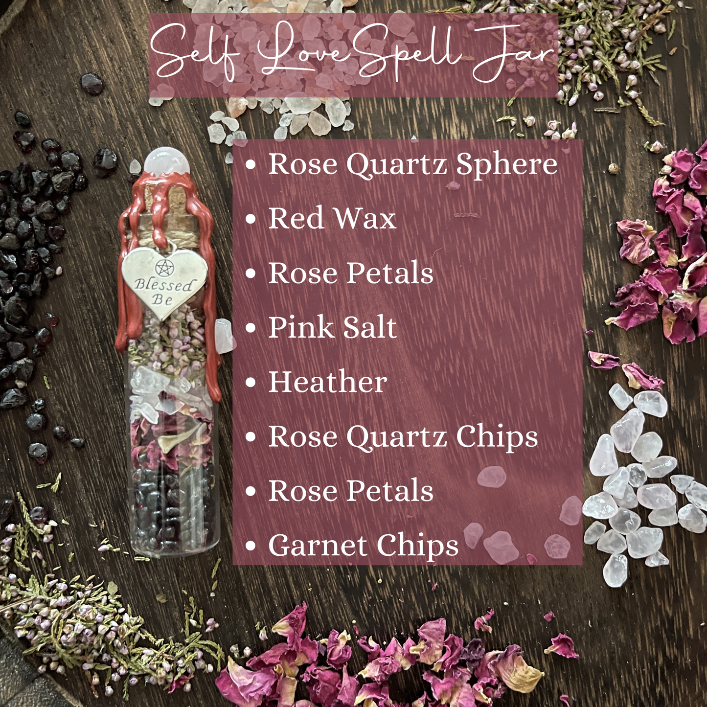 Self Love Spell Jar, Intention Jar, Witch's Spell Bottle