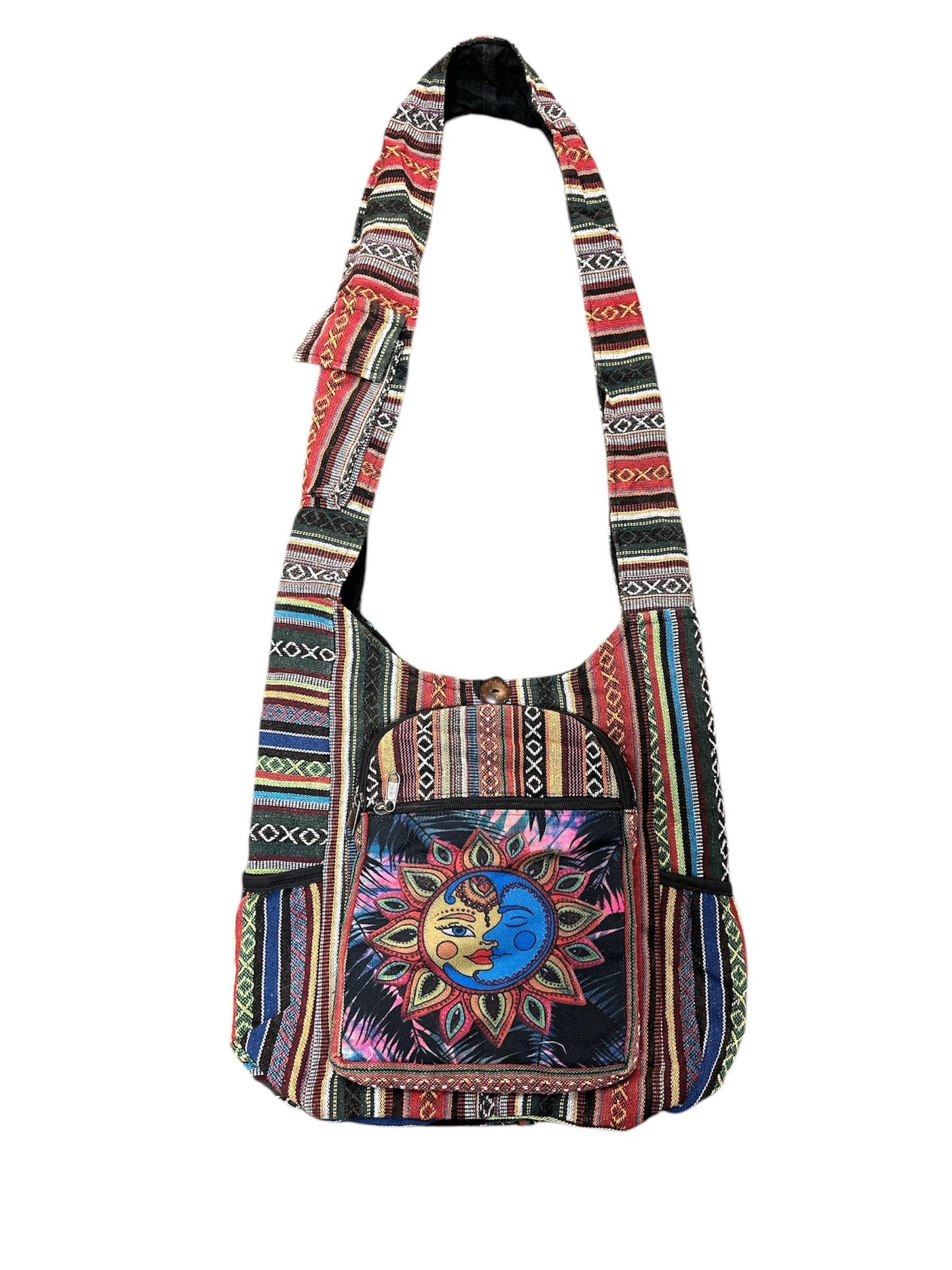 Cotton Multi Color Side pocket Zip Sun Moon Bag