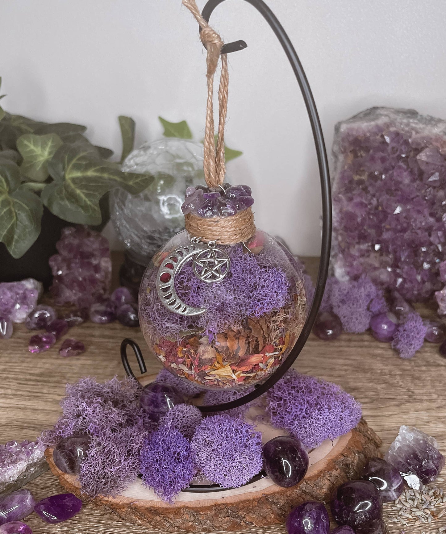 Amethyst Moon Witch Ball – A Celestial Blend of Intuition & Protection