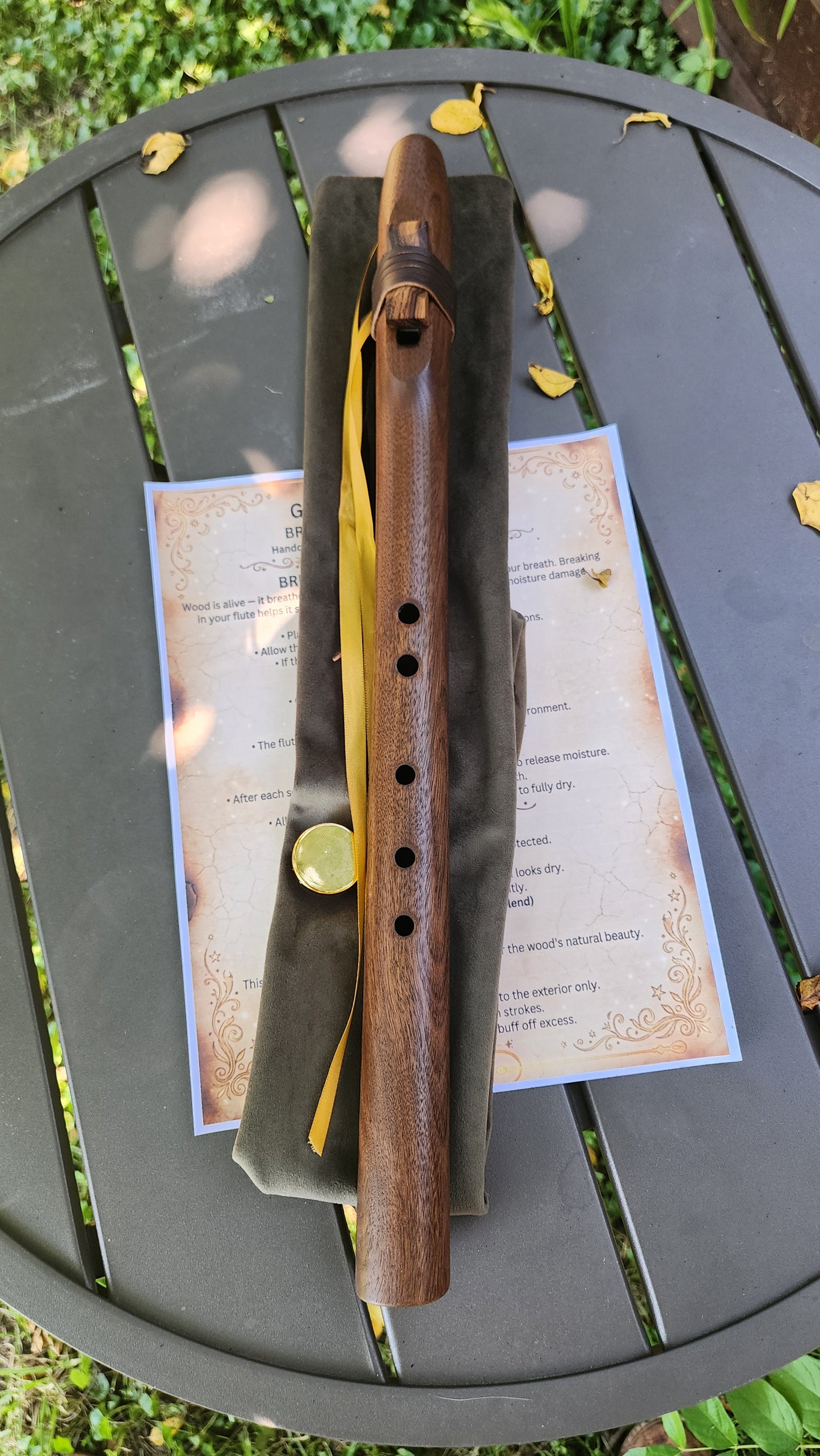 Handcrafted Black Walnut Flute — Native American Style, Key of G, 432 Hz
