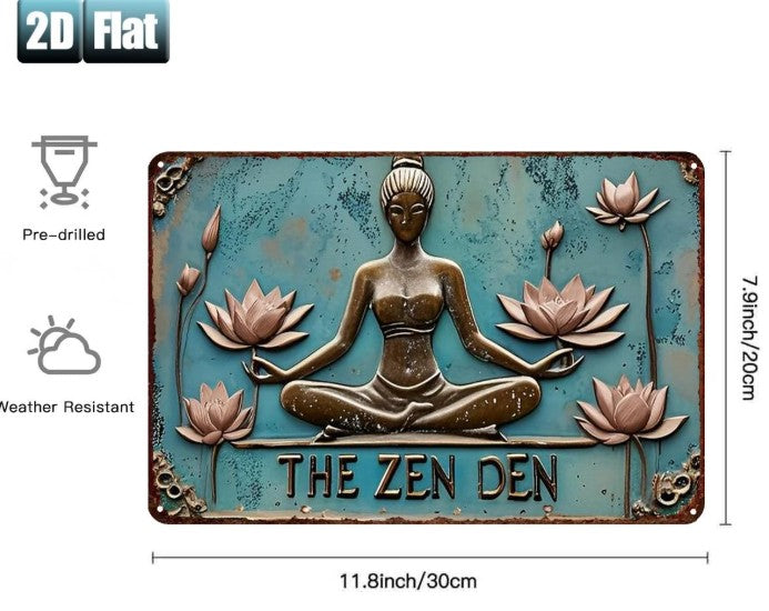 "The Zen Den" Boho Metal Wall Sign | Meditation & Mindfulness Decor