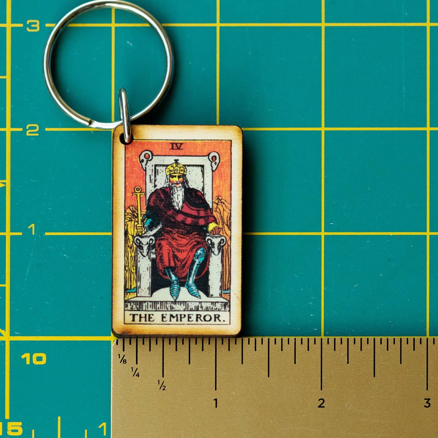 Tarot - 4 - The Emperor Full Color Wooden Keychain