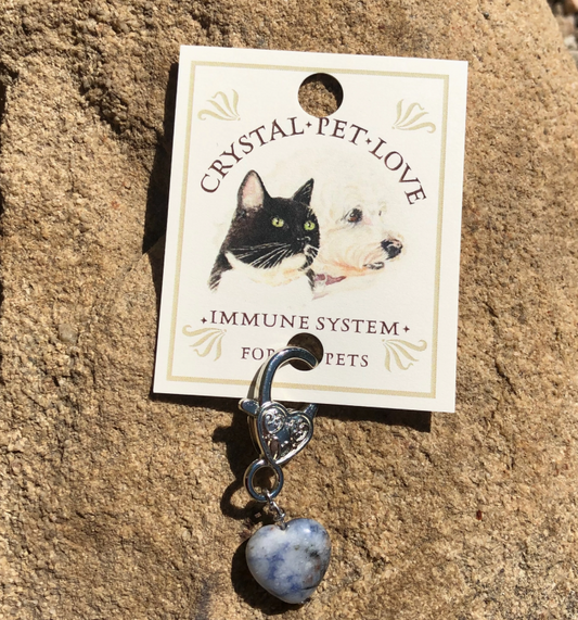 Sodalite Heart Pet Pendant - Calming Crystal Collar Charm