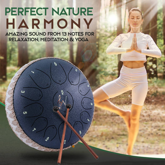 12-Inch 13-Notes Steel Tongue Relaxing Meditation Rain Drum