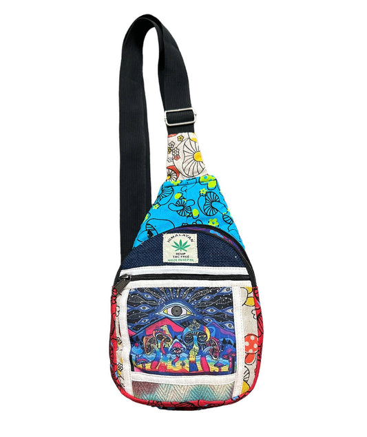Hemp Cross Body Third  Eye & Mushroom Bag