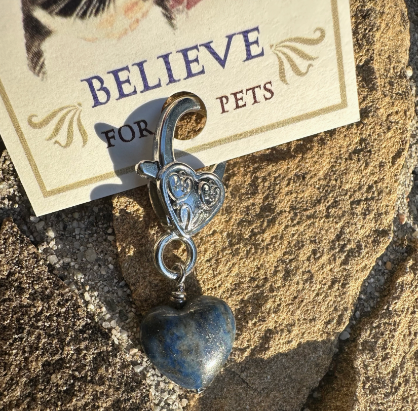 Lapis Lazuli Heart Pet Pendant - Healing Crystal Collar Charm