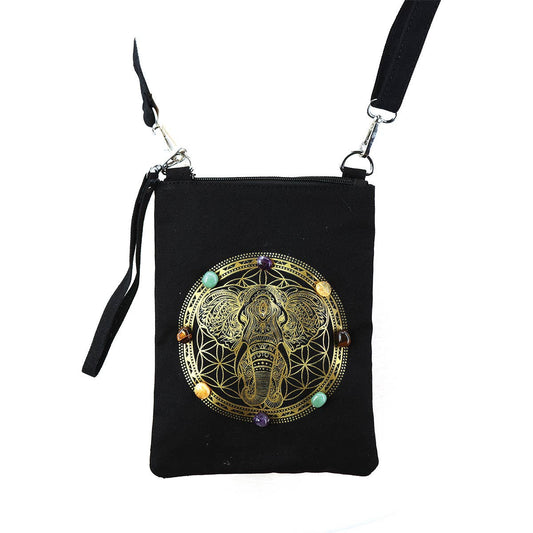 Elephants + Crystals Shoulder Bag in Canvas
