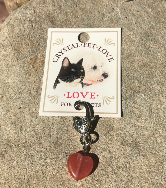 Cherry Quartz Crystal Pet Pendant - Love & Comfort Collar Charm
