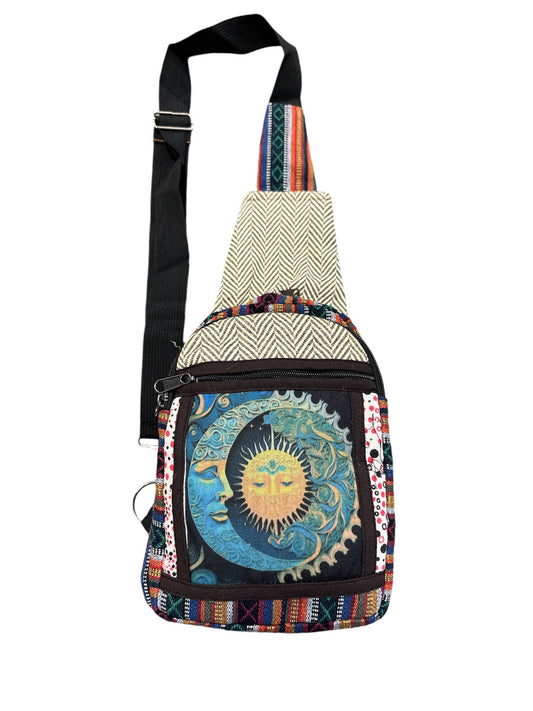 Cotton Sun Moon Crossbody Sling Backpack
