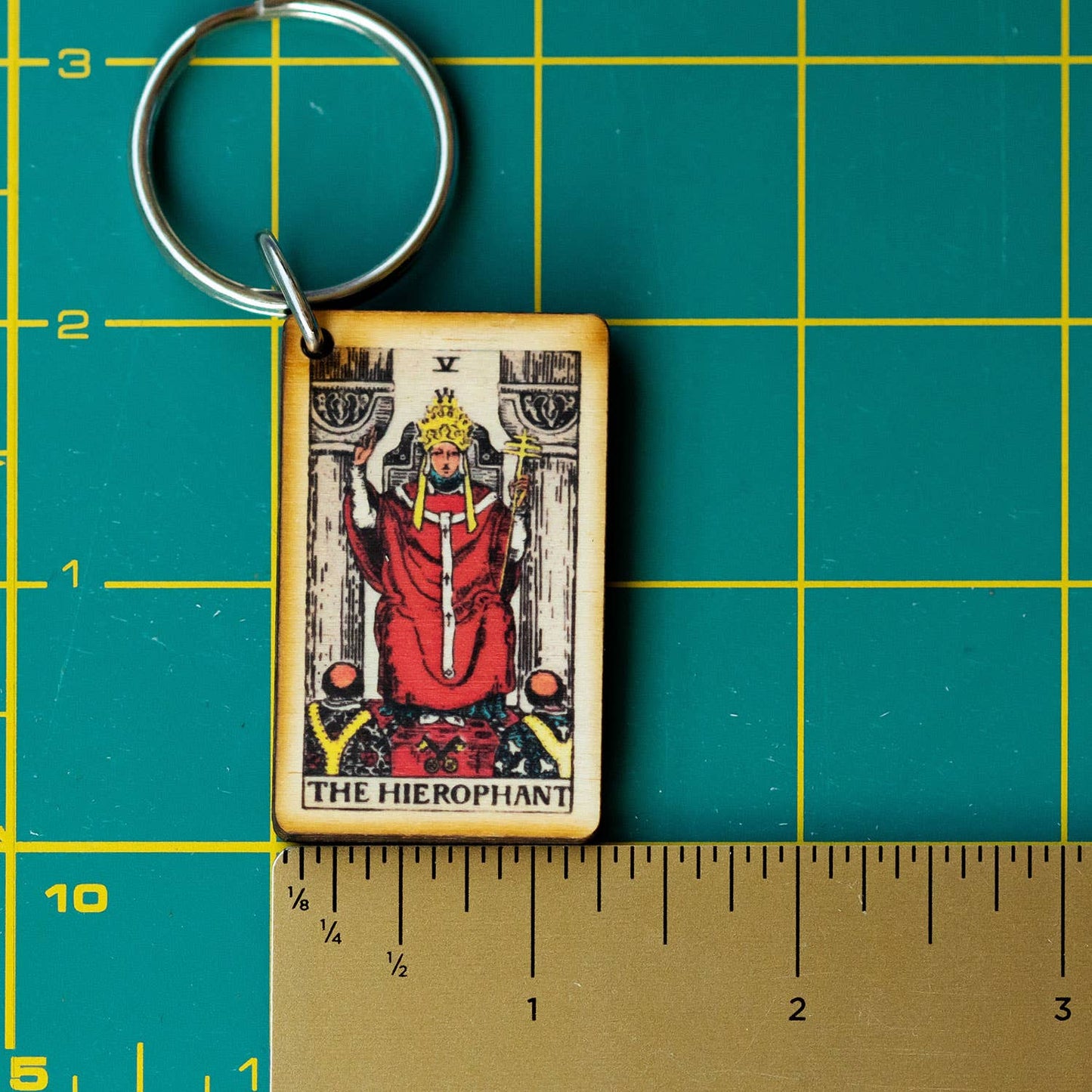 Tarot - 5 - The Hierophant Full Color Wooden Keychain