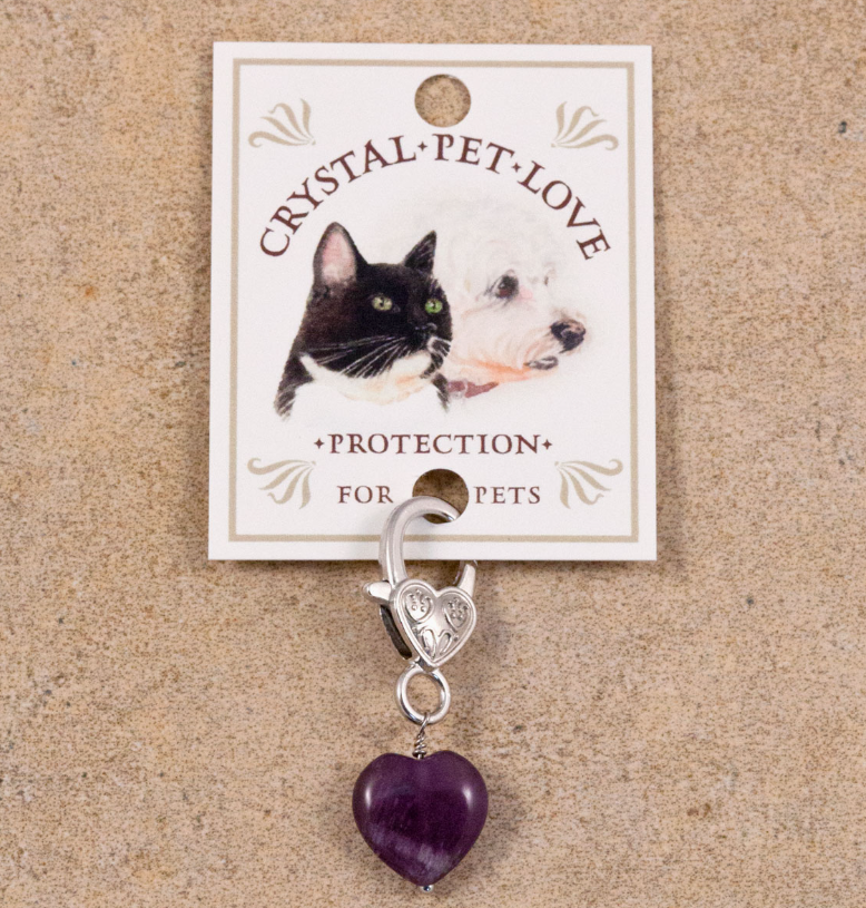 Amethyst Crystal Pet Pendant - Healing Collar Charm for Dogs & Cats