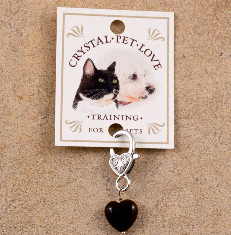 Tiger's Eye Heart Pet Pendant - Grounding Crystal Collar Charm