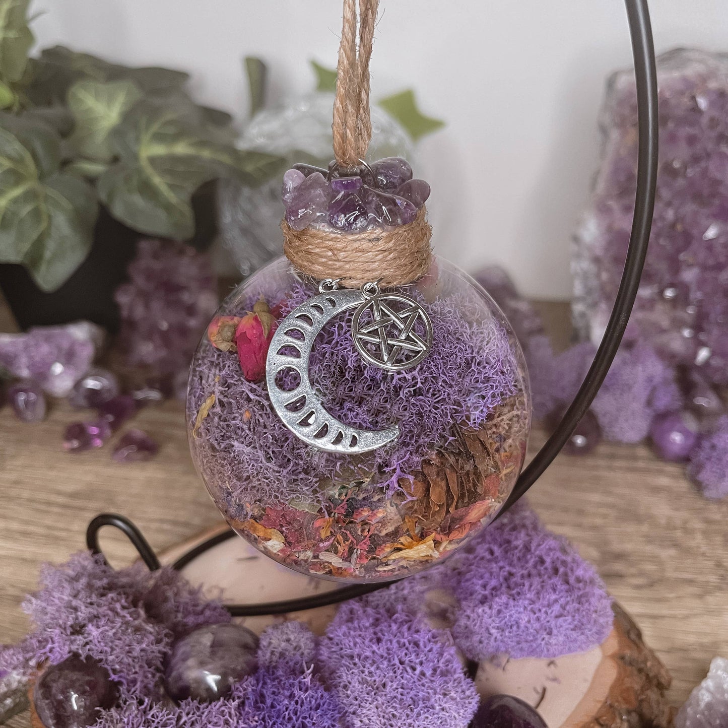 Amethyst Moon Witch Ball – A Celestial Blend of Intuition & Protection