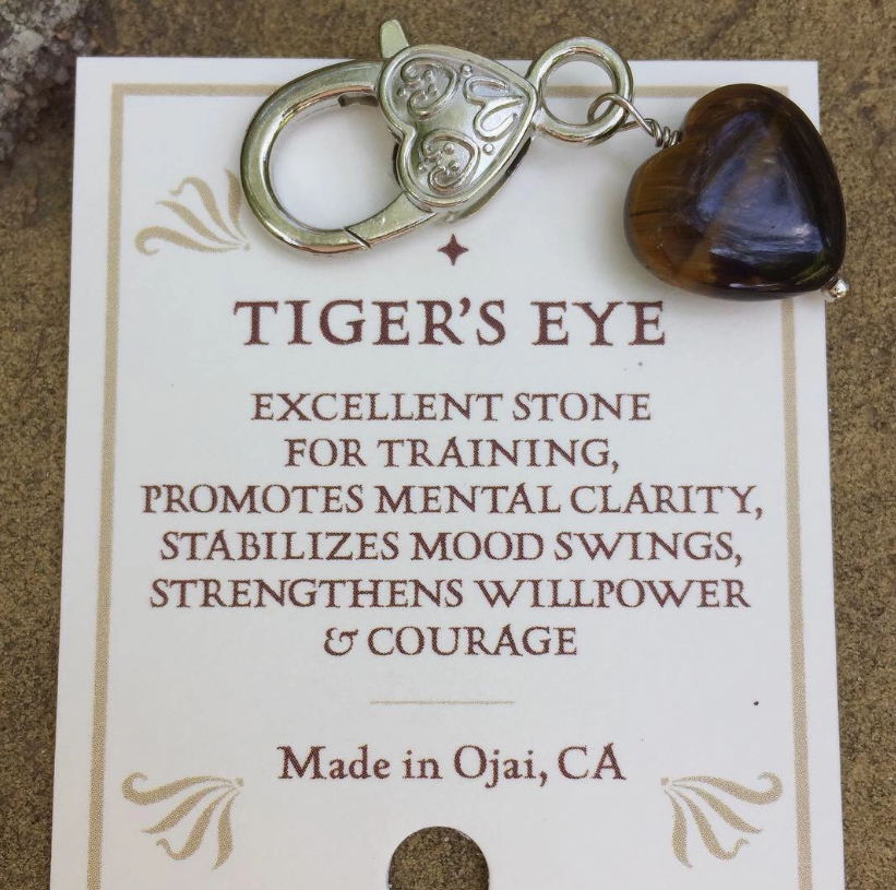 Tiger's Eye Heart Pet Pendant - Grounding Crystal Collar Charm