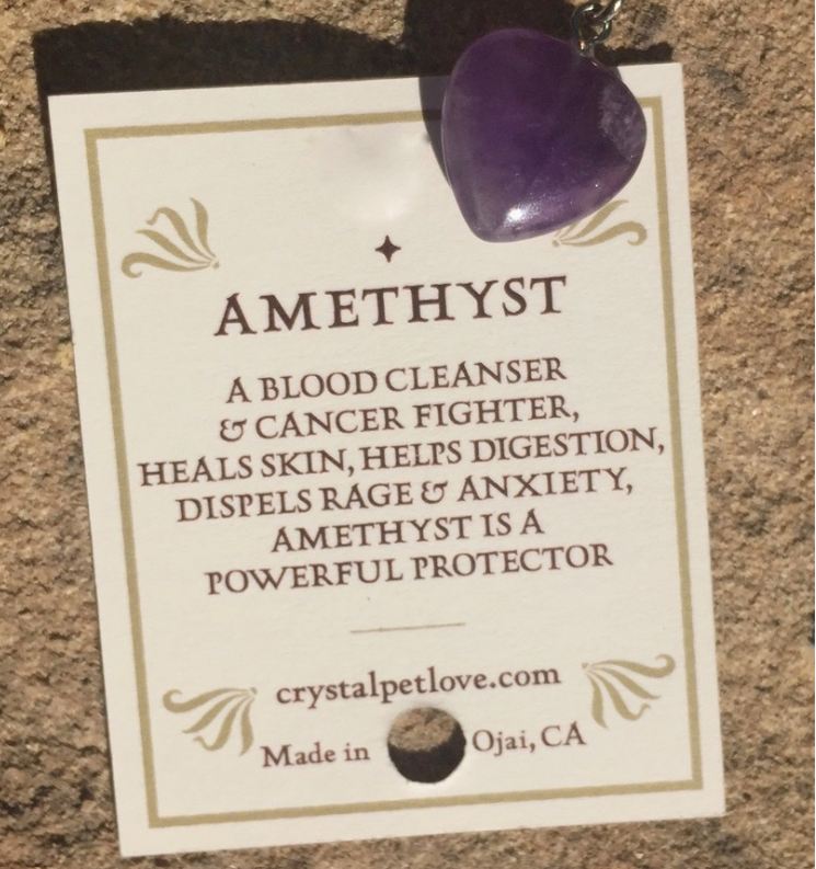 Amethyst Crystal Pet Pendant - Healing Collar Charm for Dogs & Cats
