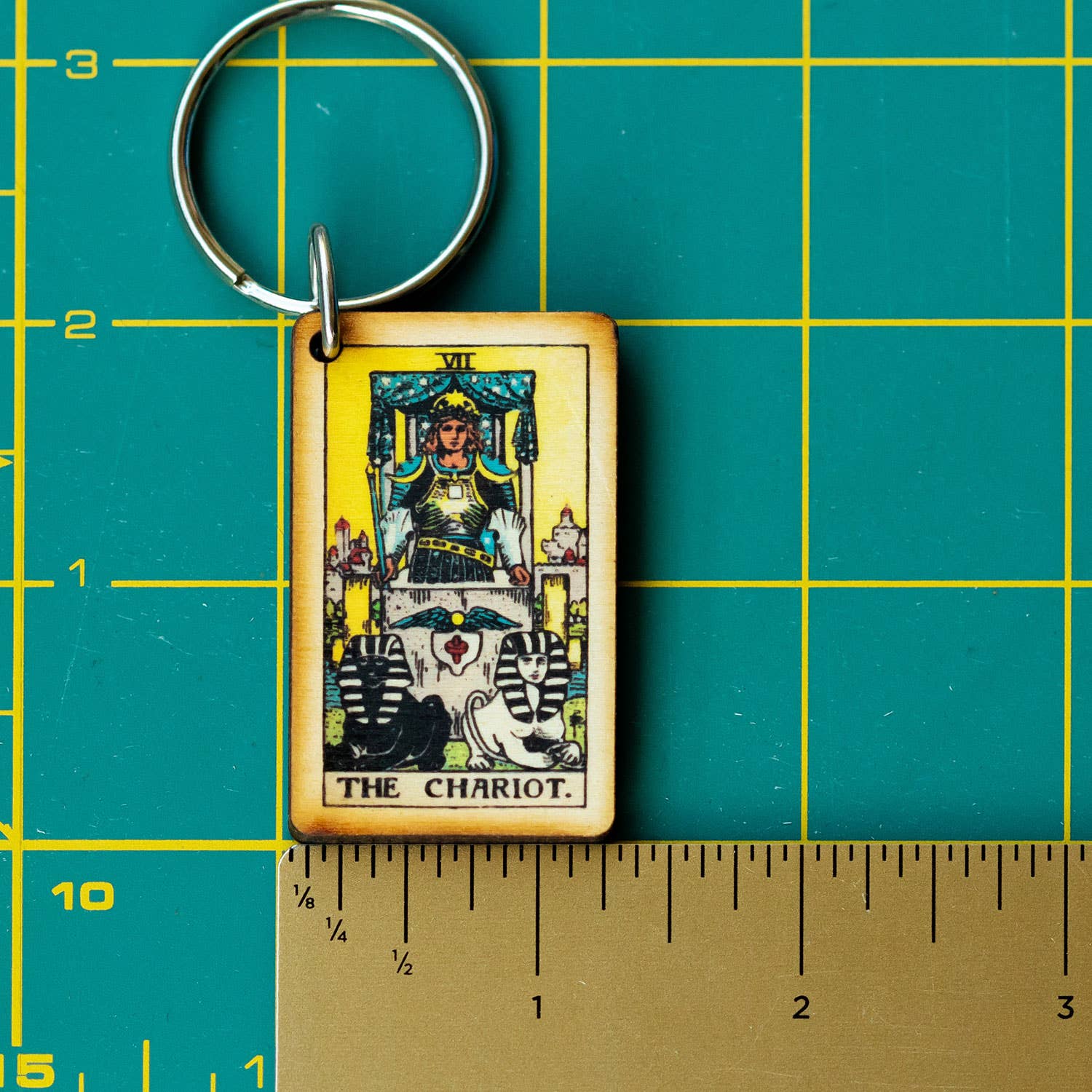 Tarot - 7 - The Chariot Full Color Wooden Keychain
