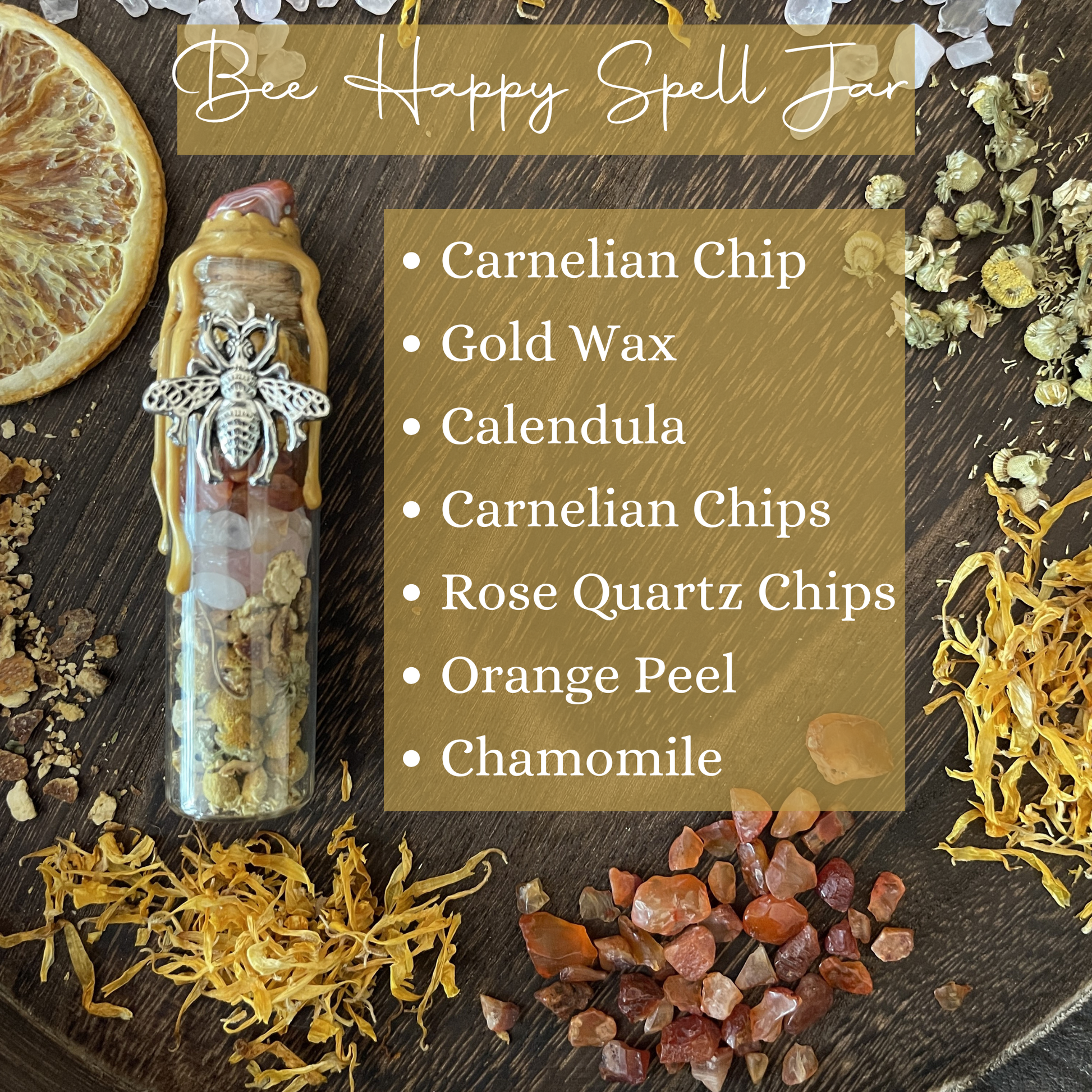 Bee Happy Spell Jar, Intention Jar, Witch's Spell Bottle