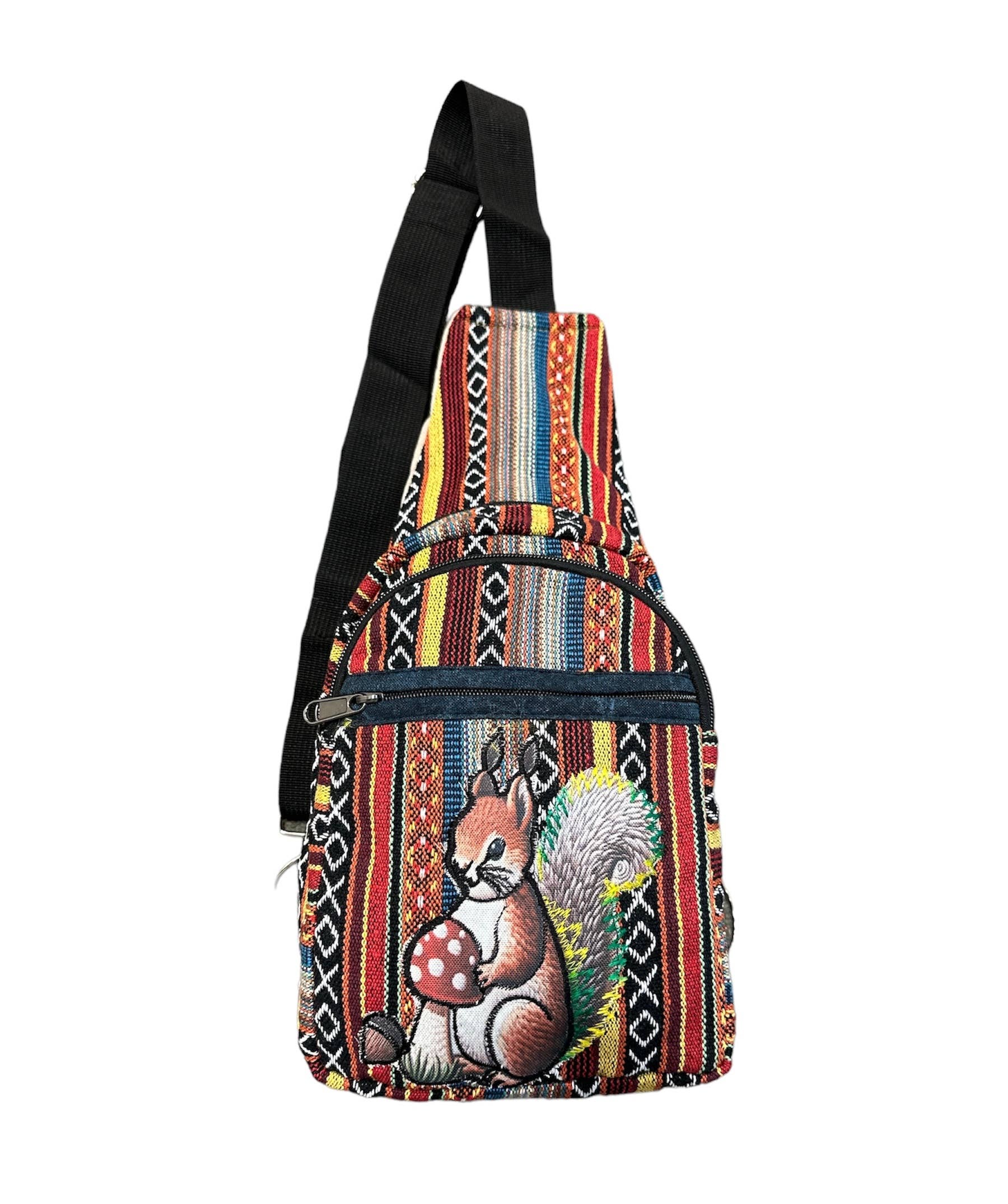 Hemp Squirrel with Mushroom Crossbody Side Bag