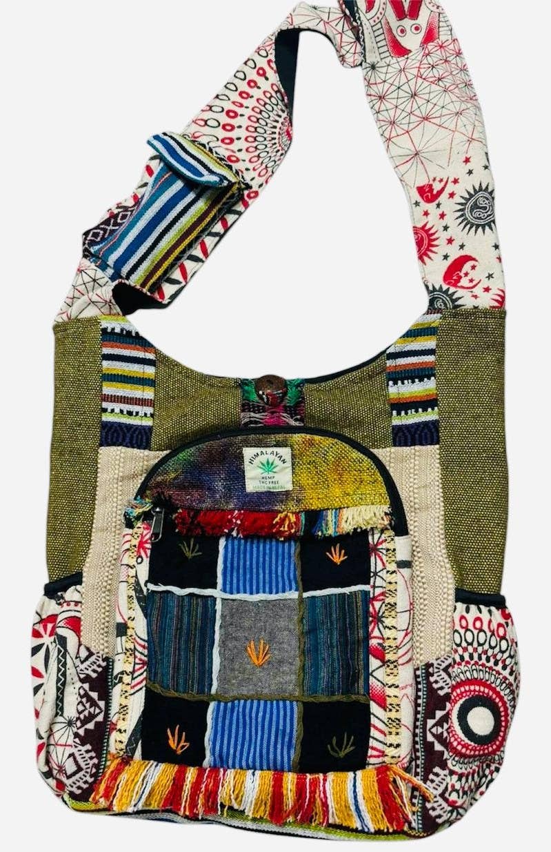 Cotton Multi Patchwork Outside Pocket Bag