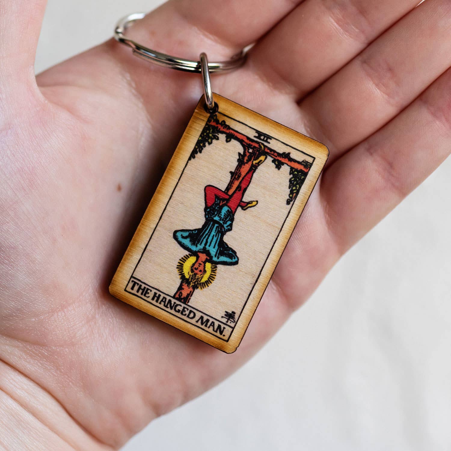 Tarot - 12 - The Hanged Man Full Color Wooden Keychain