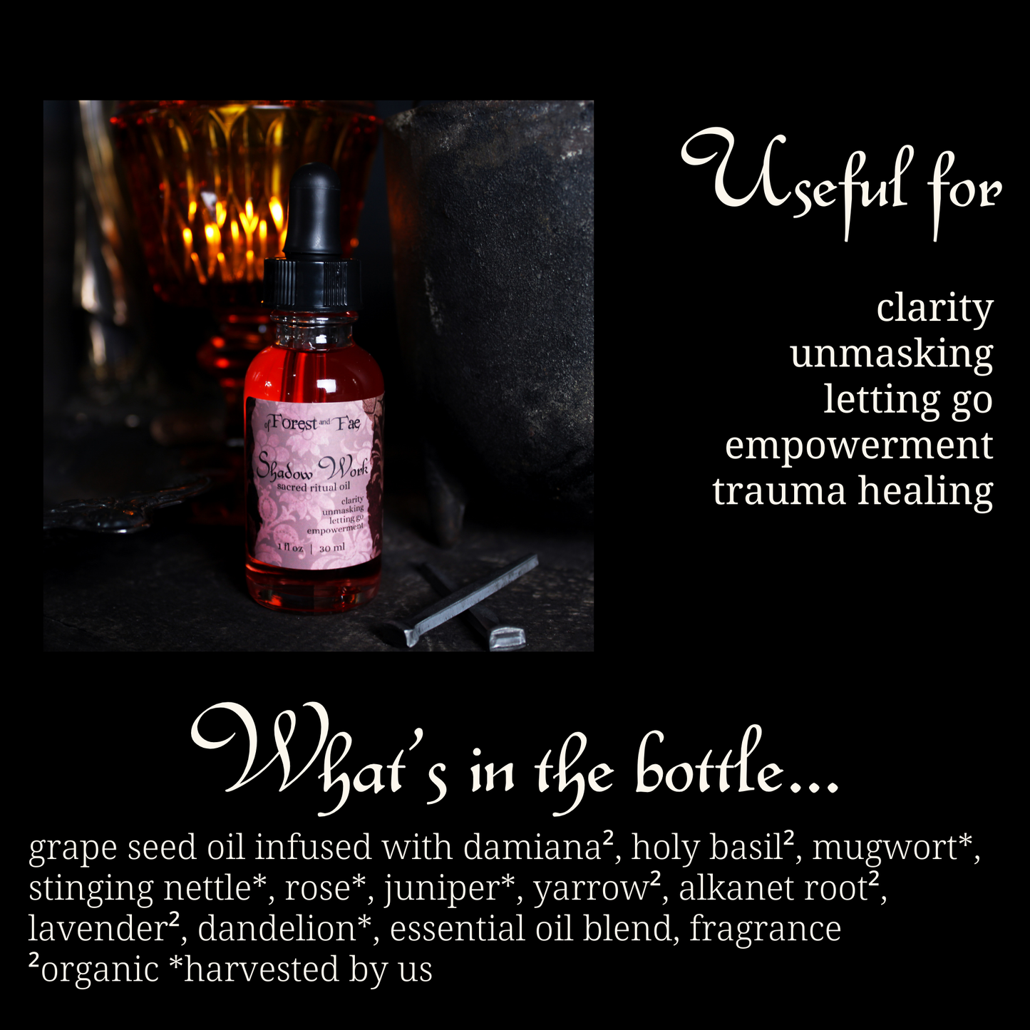 Shadow Work Ritual Oil • Herb Infused • Journey Work • Witch