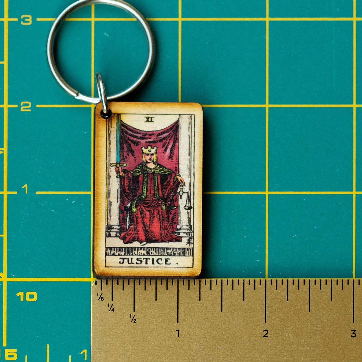 Tarot - 11 - Justice Full Color Wooden Keychain