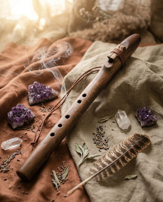 Native American Style Flute | Walnut | Bb Minor 432 Hz | Handmade Sound Healing Meditation Flute + Bag