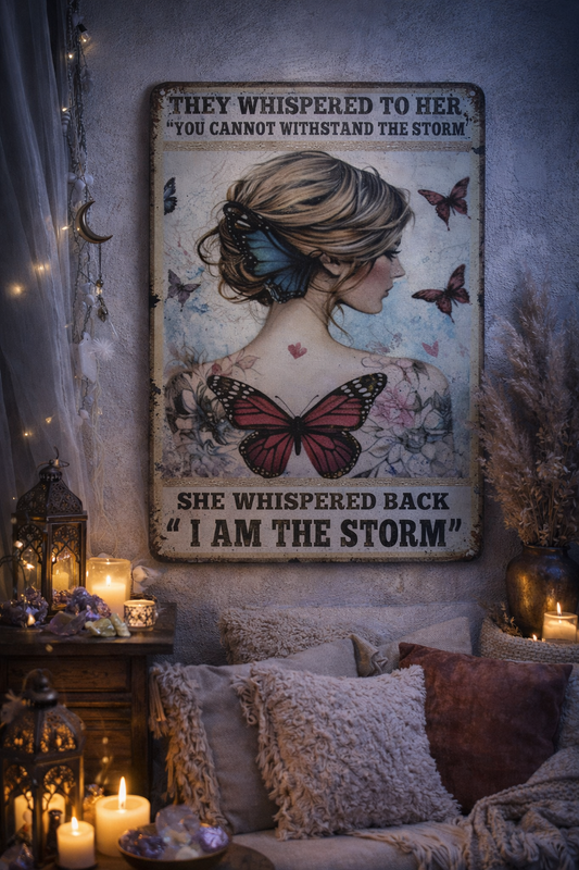 "I Am The Storm" Boho Metal Wall Sign | Empowerment & Motivational Decor
