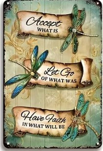 "Accept What Is, Let Go of What Was, Have Faith in What Will Be" Boho Metal Wall Sign | Spiritual & Mindfulness Decor