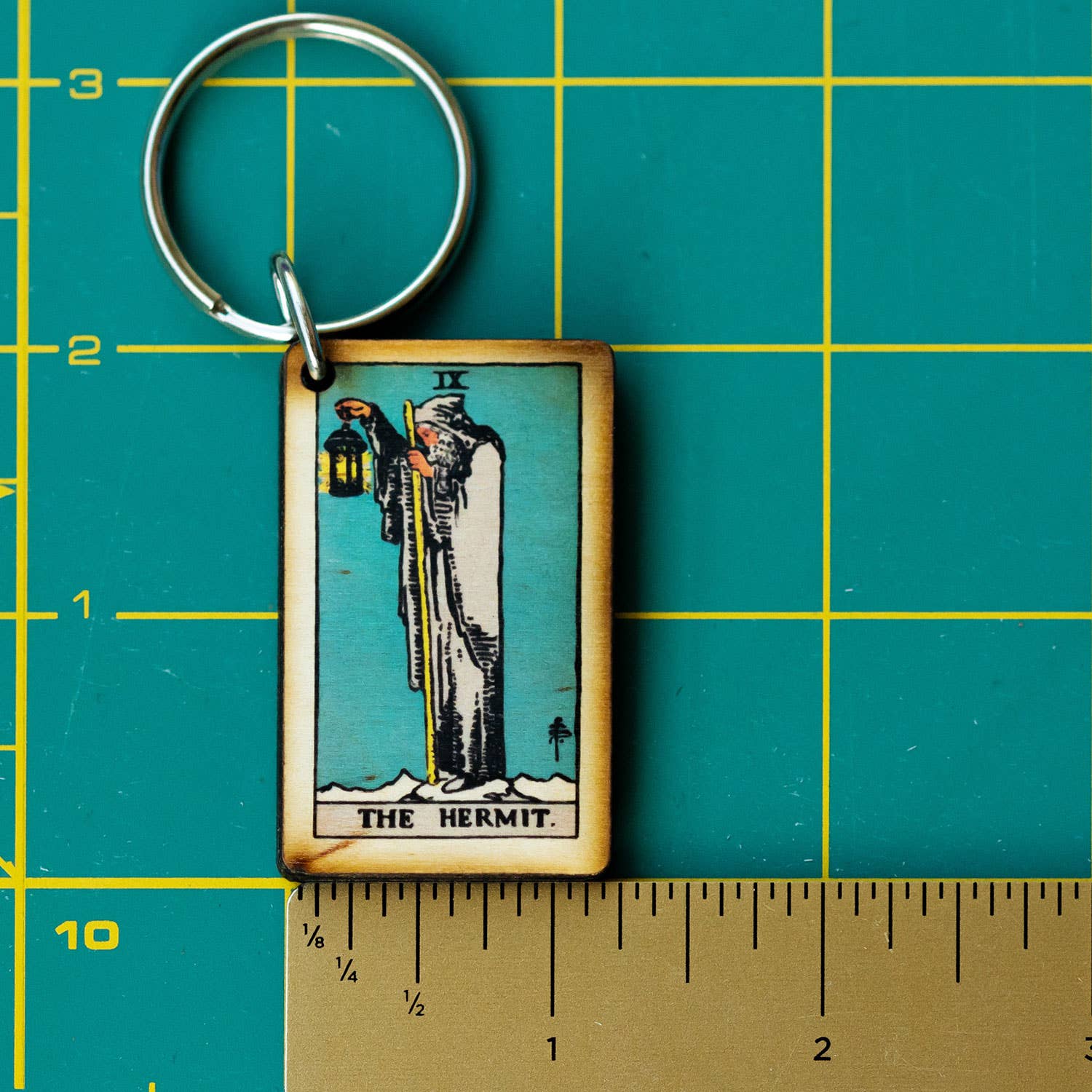 Tarot - 9 - The Hermit Full Color Wooden Keychain