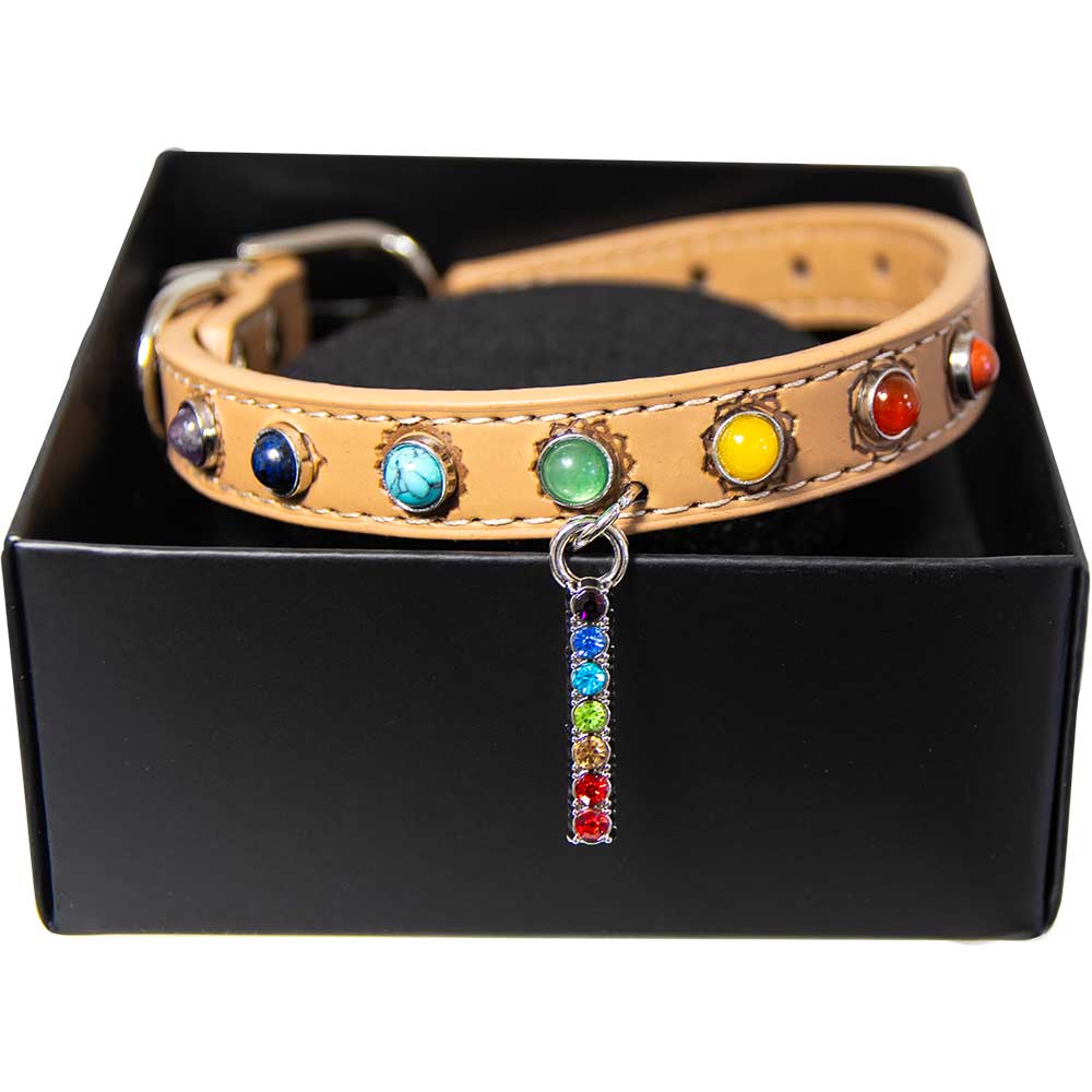 Vegan Leather Cat/Dog Collar - 7 Chakras - Small (Each)