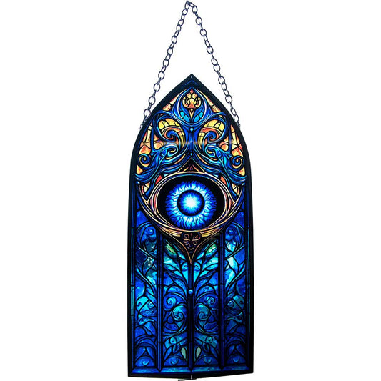 Glass Suncatcher 8in Cathedral - Evil Eye