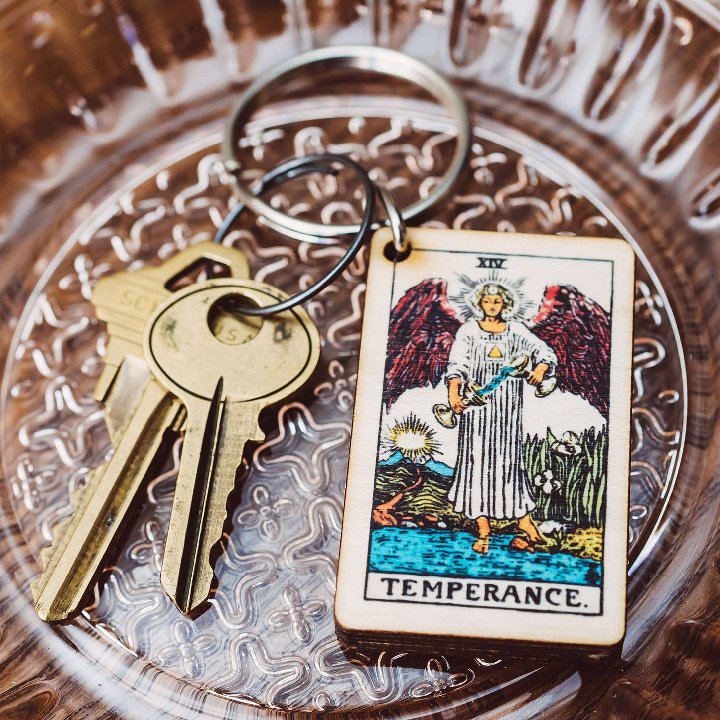 Tarot - 14 - Temperance Full Color Wooden Keychain