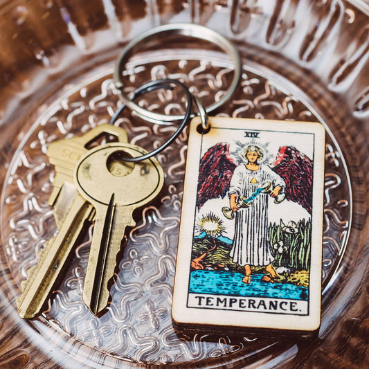 Tarot - 14 - Temperance Full Color Wooden Keychain