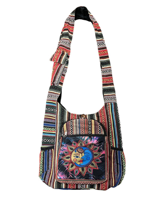 Cotton Multi Color Side pocket Zip Sun Moon Bag