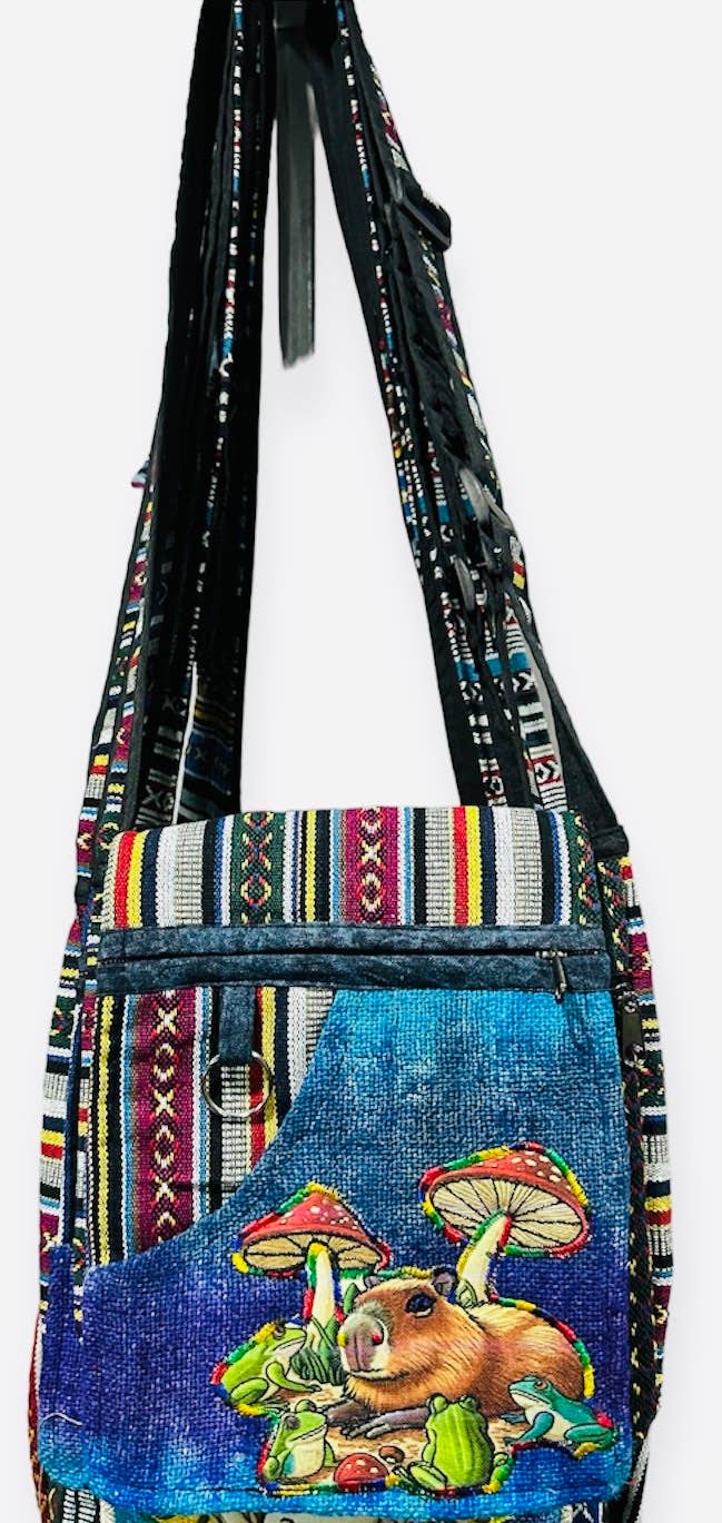 Hemp Tie Dye Capybara Mini Side Bag