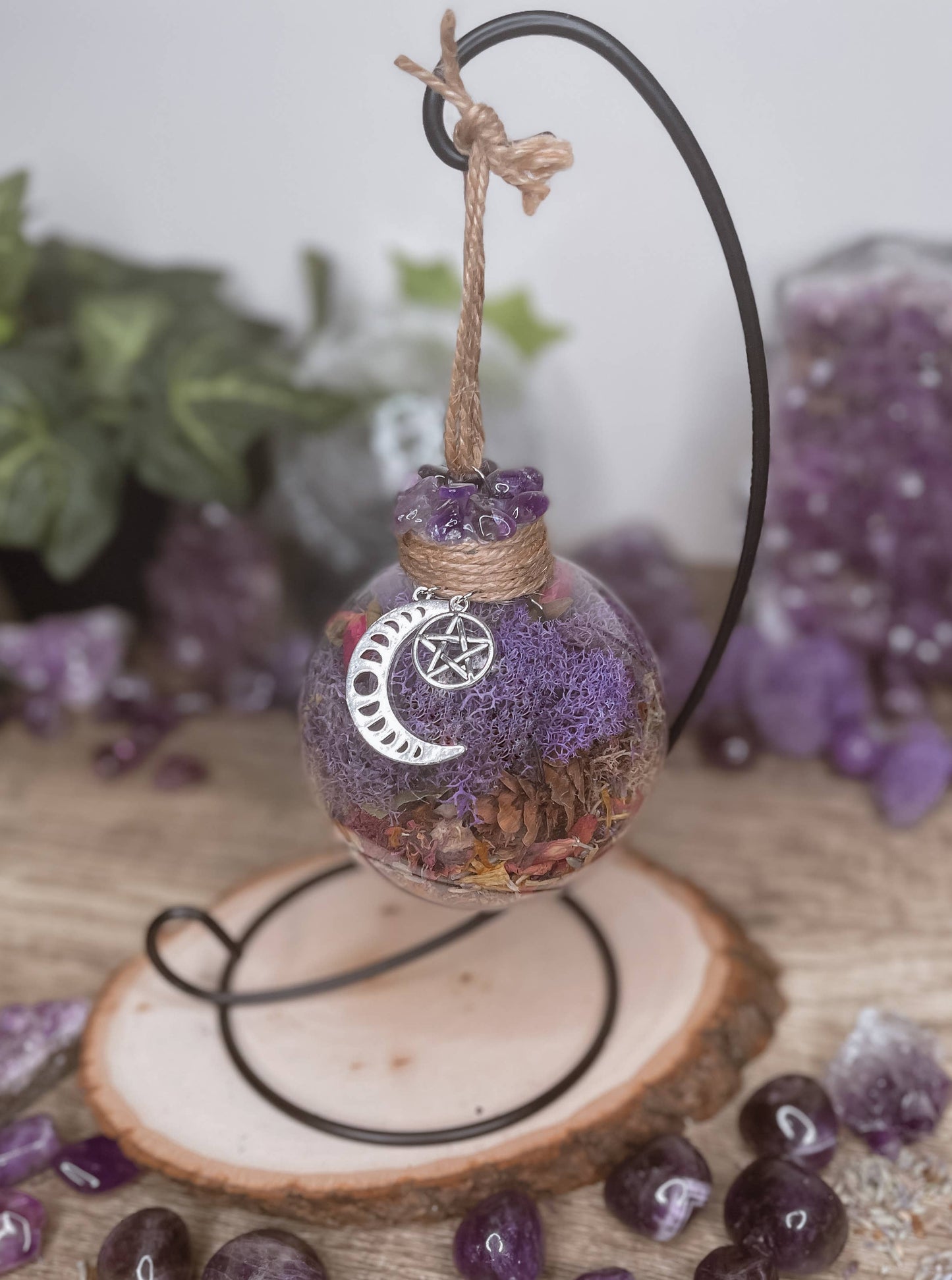 Amethyst Moon Witch Ball – A Celestial Blend of Intuition & Protection