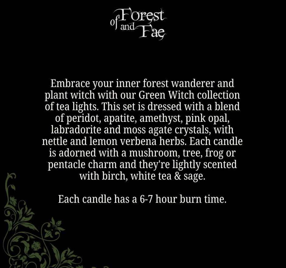 Green Witch Tea Lights | Herb-Infused Ritual Candles for Spell Work & Meditation