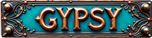 "Gypsy" Boho Metal Wall Sign | Teal & Bronze Vintage Street Sign Style Decor