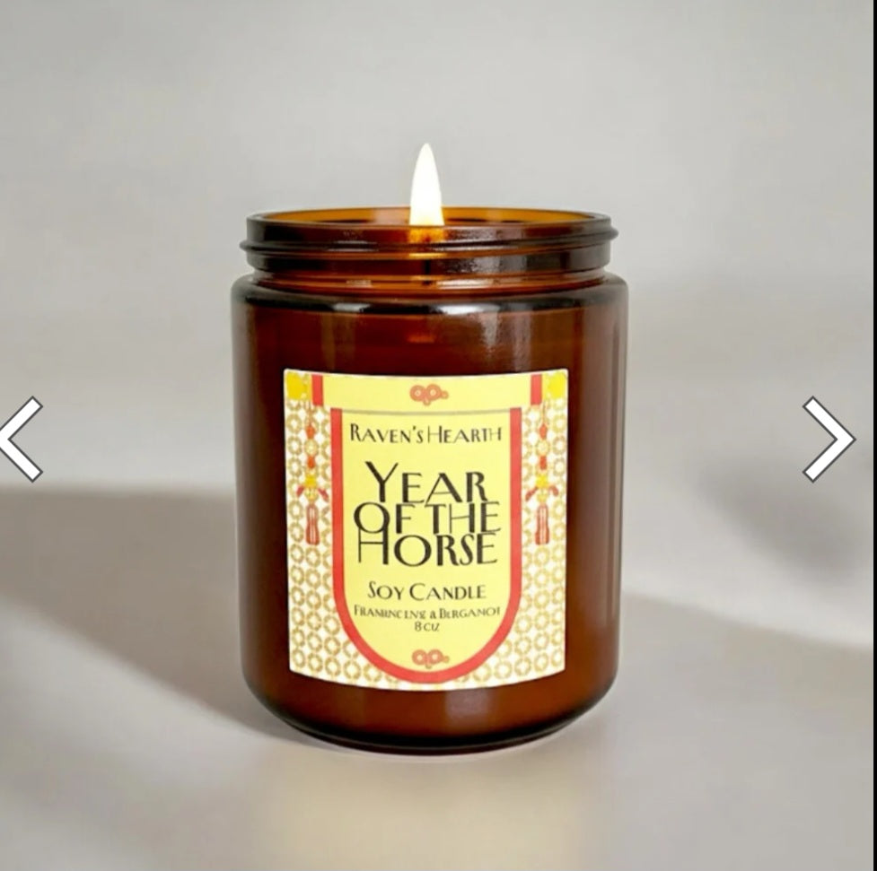 Year of the Horse 8oz frankincense bergamot candle