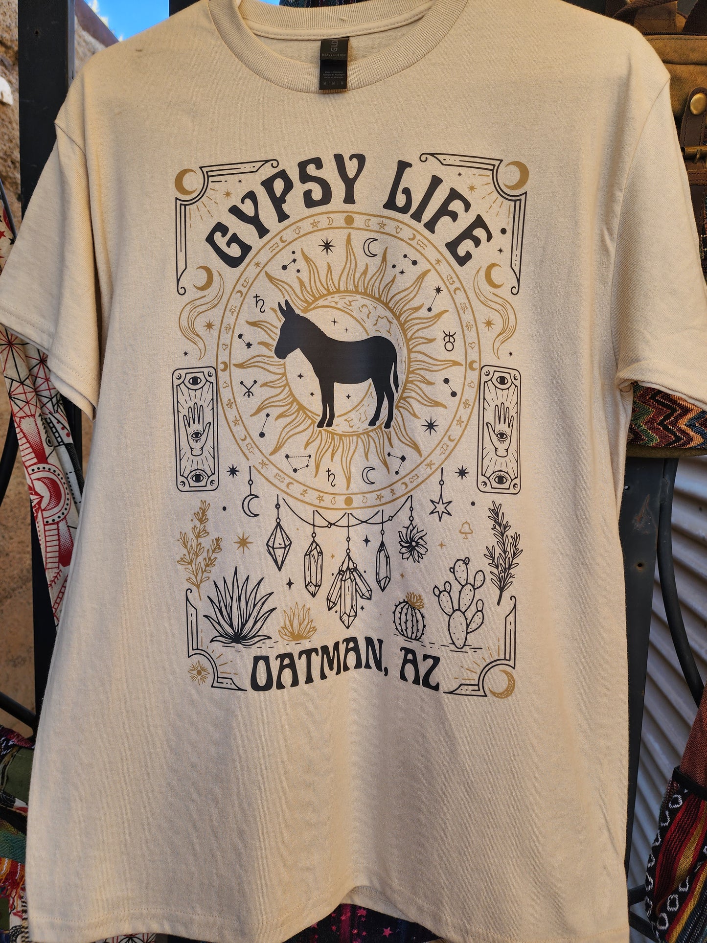 Gypsy Life Oatman AZ crystal donkey design t-shirt